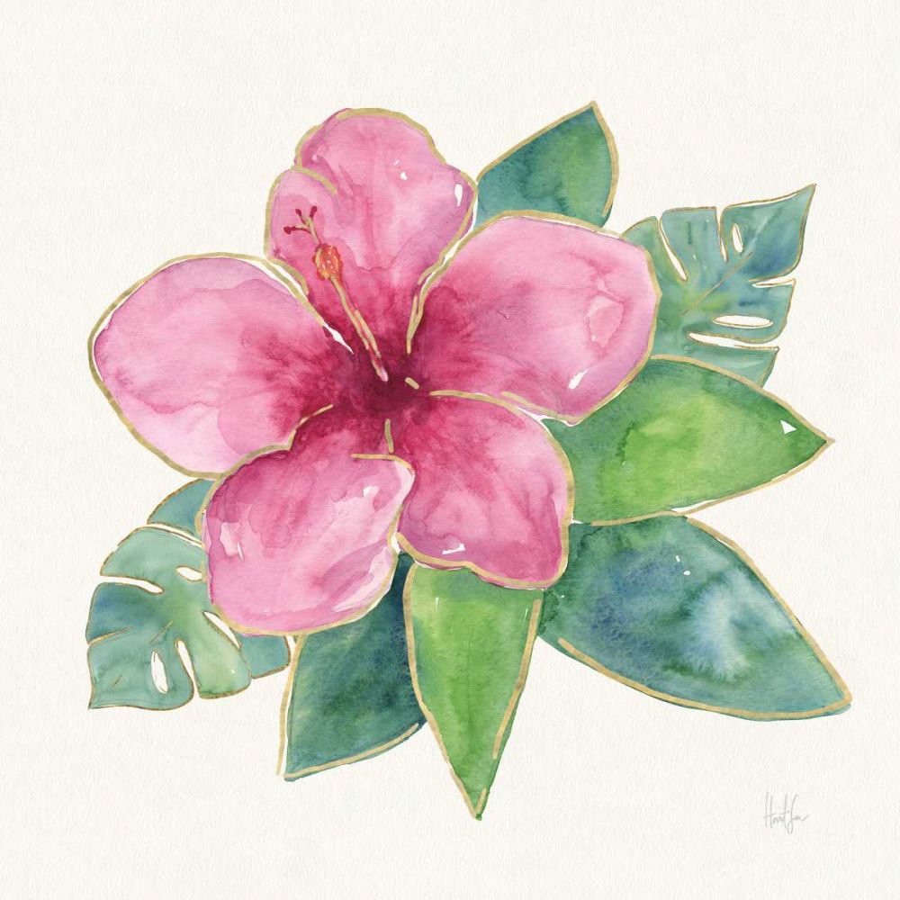 Tropical Fun Flowers III with Gold art print by Harriet Sussman for $57.95 CAD