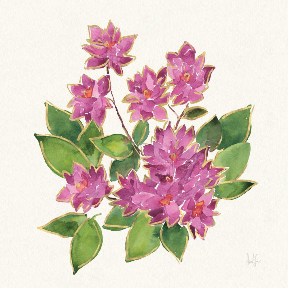 Tropical Fun Flowers IV with Gold art print by Harriet Sussman for $57.95 CAD