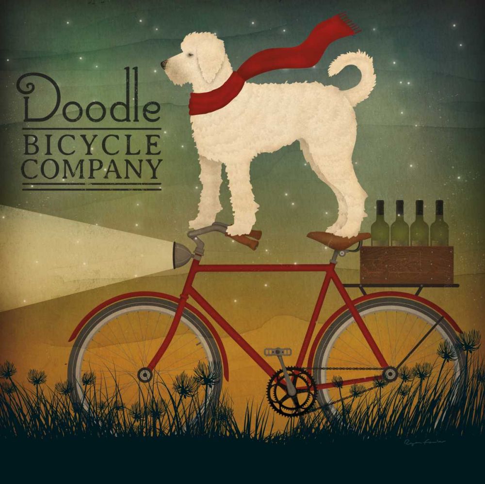 White Doodle on Bike Summer art print by Ryan Fowler for $57.95 CAD