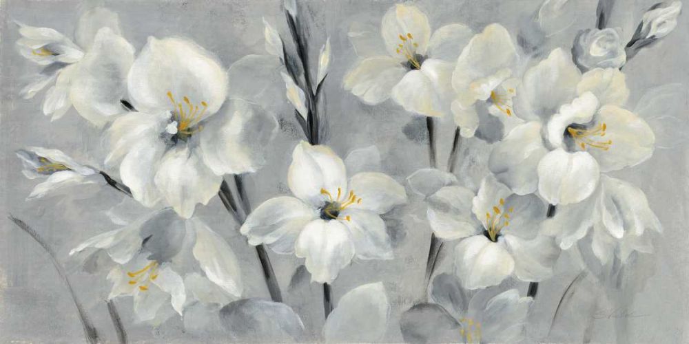 Flowers on Gray art print by Silvia Vassileva for $57.95 CAD