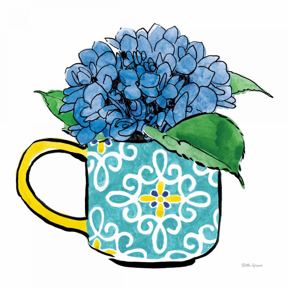 Floral Teacups III art print by Beth Grove for $57.95 CAD