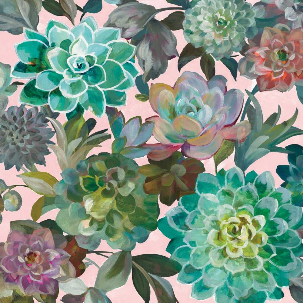 Floral Succulents v2 Crop on Pink art print by Danhui Nai for $57.95 CAD