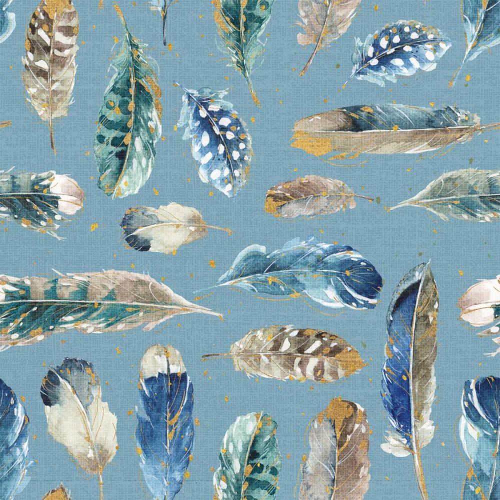 Indigold Feathers Turquoise art print by Lisa Audit for $57.95 CAD