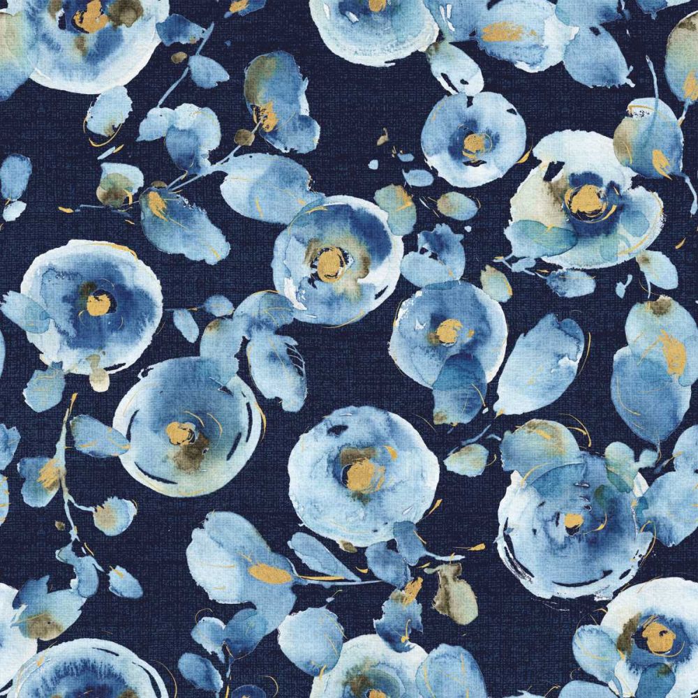 Indigold Flower Toss Indigo art print by Lisa Audit for $57.95 CAD