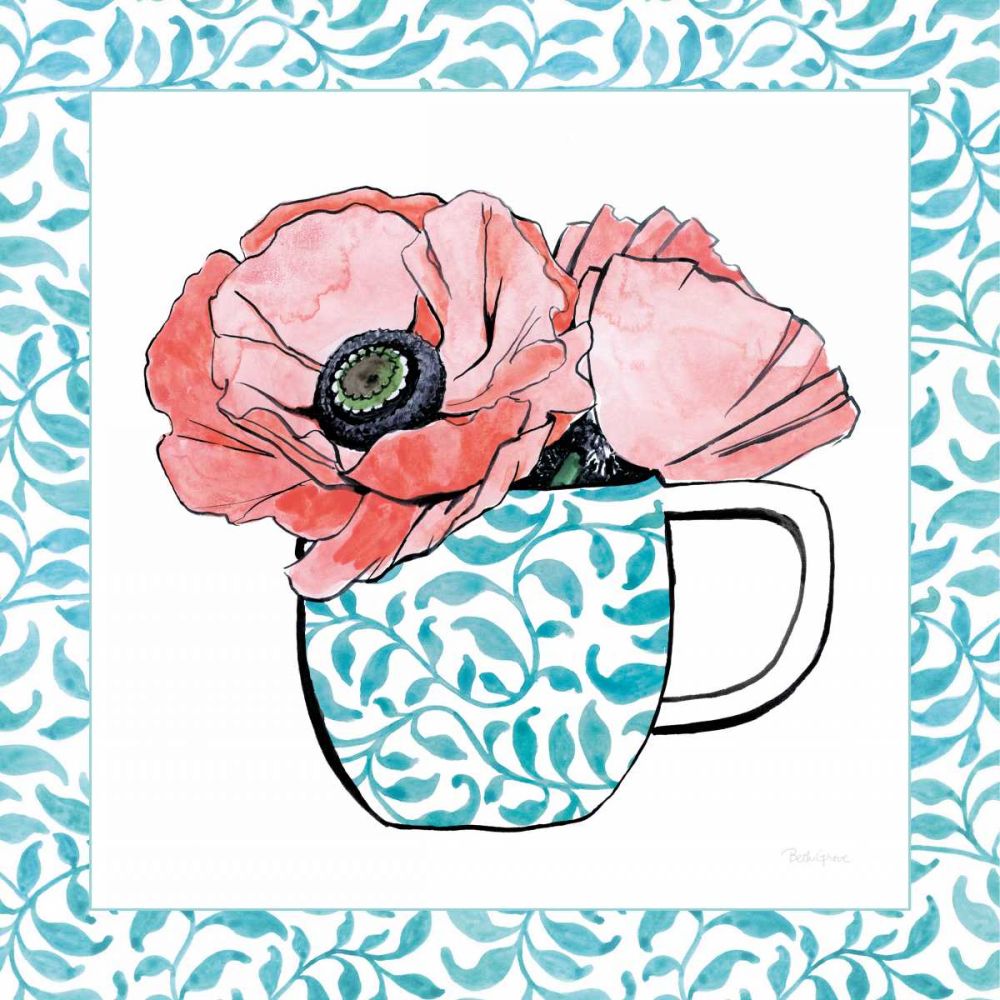 Floral Teacup II Vine Border art print by Beth Grove for $57.95 CAD