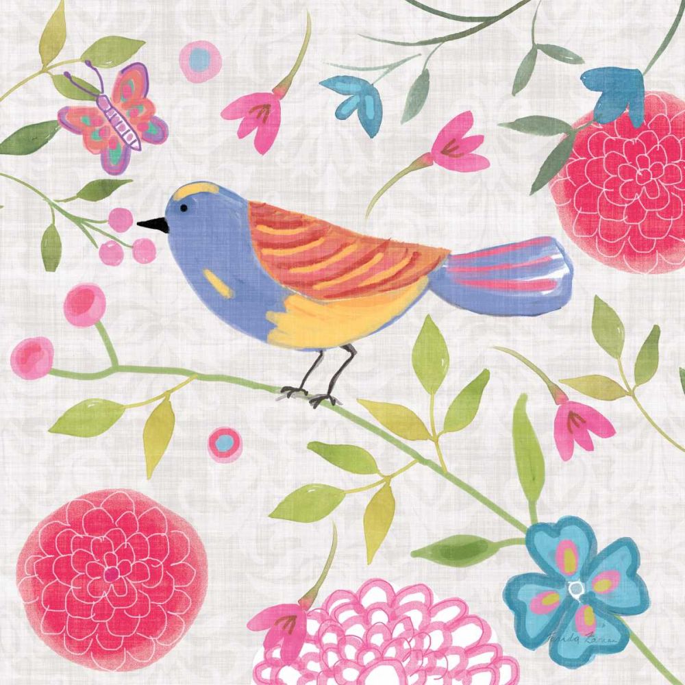 Damask Floral and Bird III v2 art print by Farida Zaman for $57.95 CAD