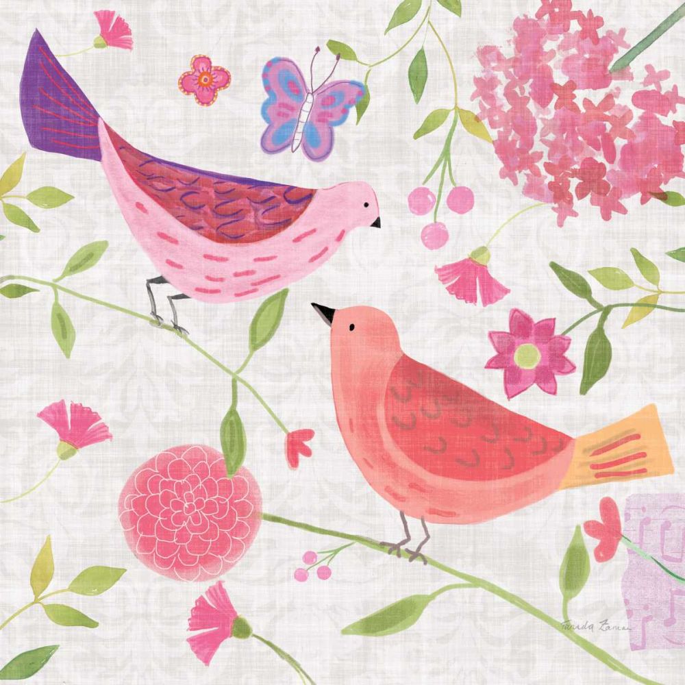 Damask Floral and Bird IV v2 art print by Farida Zaman for $57.95 CAD