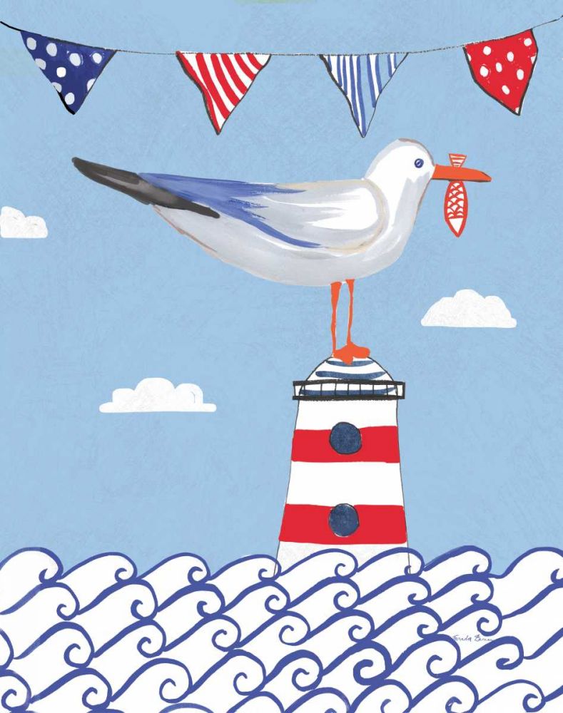 Coastal Bird I Flags on Blue art print by Farida Zaman for $57.95 CAD