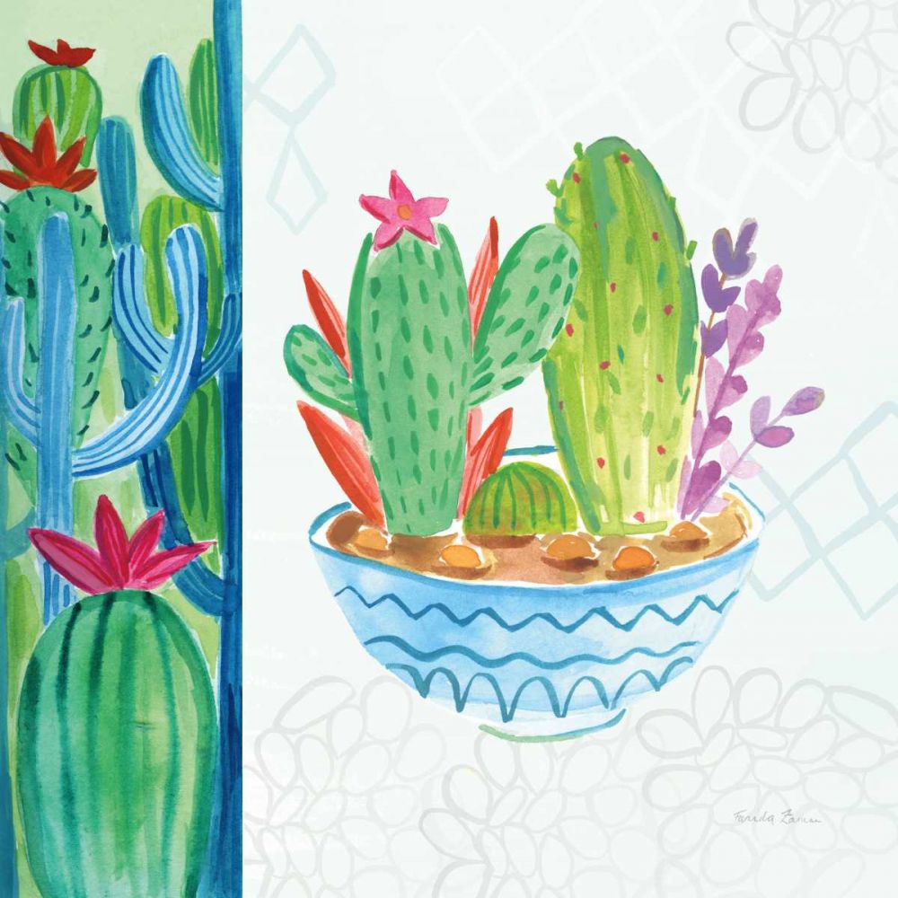Cacti Garden II no Birds and Butterflies art print by Farida Zaman for $57.95 CAD