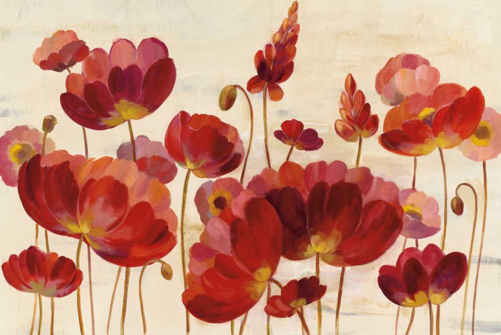 Red Flowers on Cream Crop art print by Silvia Vassileva for $57.95 CAD