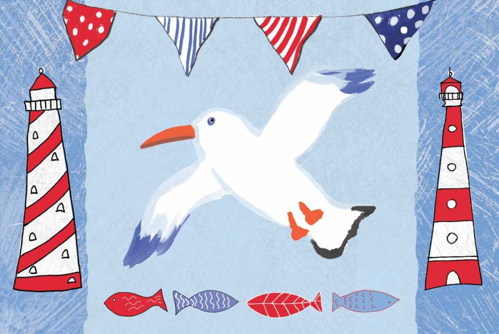 Coastal Bird III Blue art print by Farida Zaman for $57.95 CAD