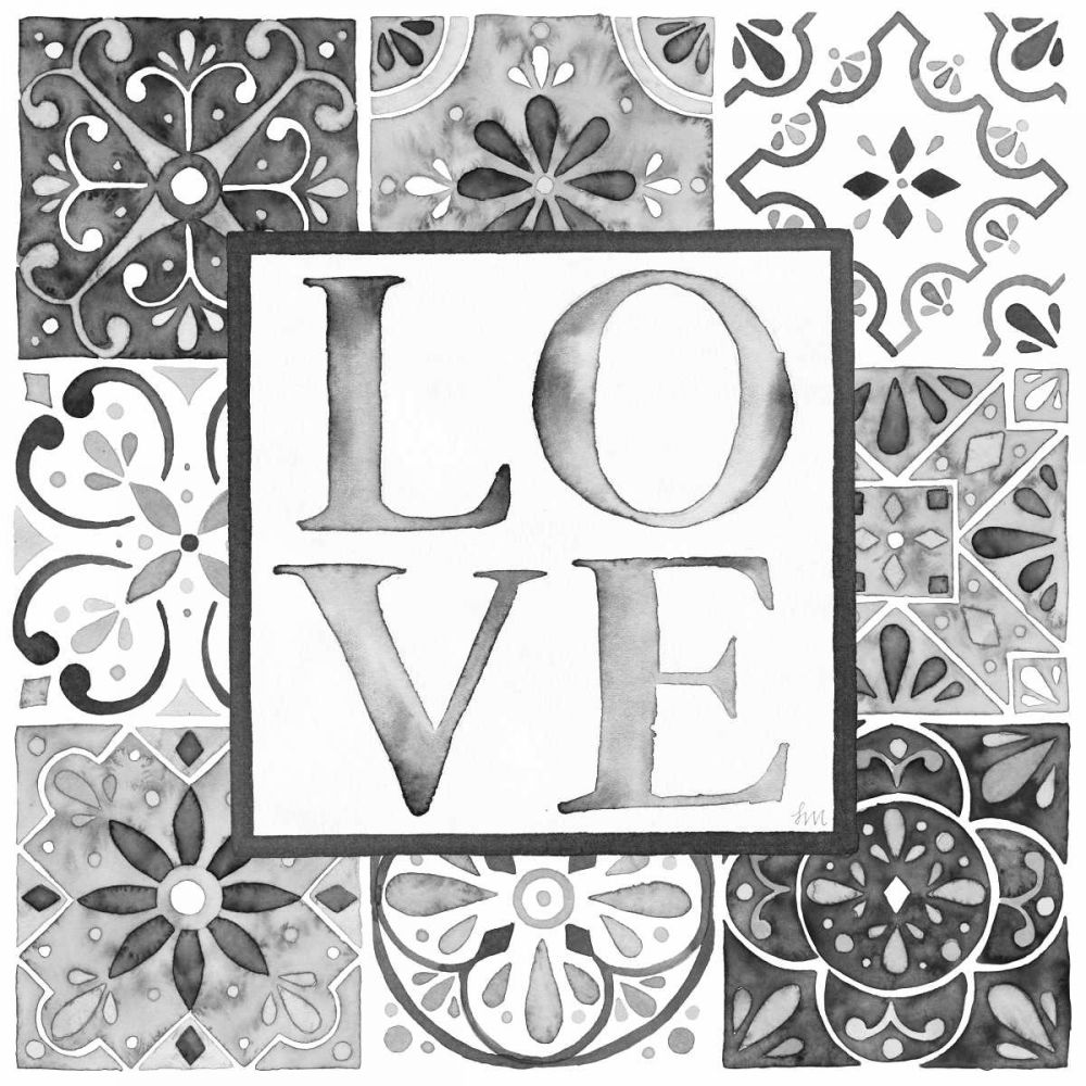 Garden Getaway Patchwork I Love BW art print by Laura Marshall for $57.95 CAD