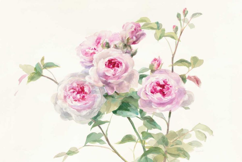 Sweet Roses on White Green art print by Danhui Nai for $57.95 CAD