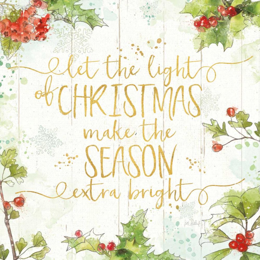 Christmas Sentiments II Gold on Wood art print by Katie Pertiet for $57.95 CAD