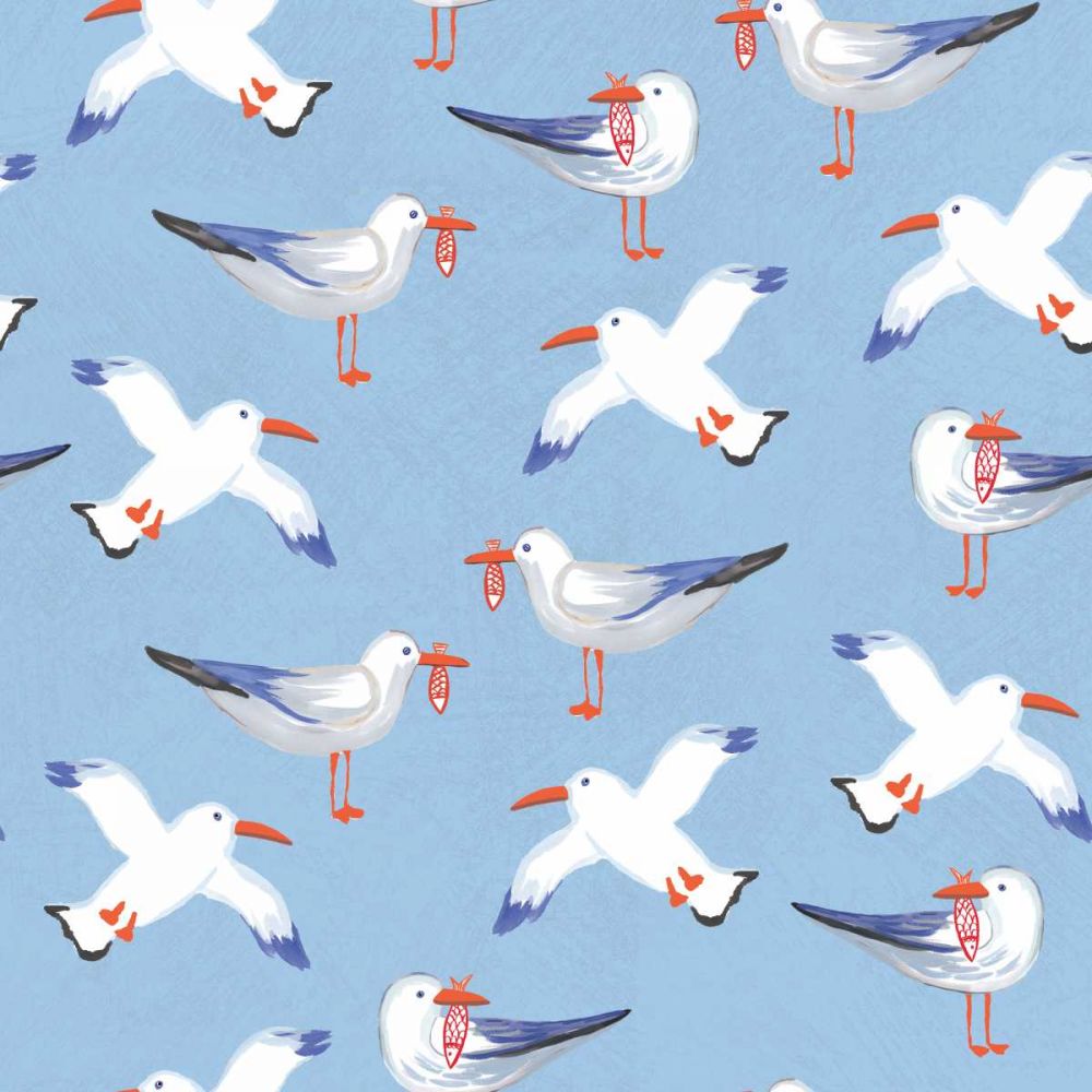 Coastal Birds Pattern II art print by Farida Zaman for $57.95 CAD