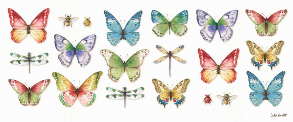 Colorful Breeze Bright Butterflies and Bugs art print by Lisa Audit for $57.95 CAD