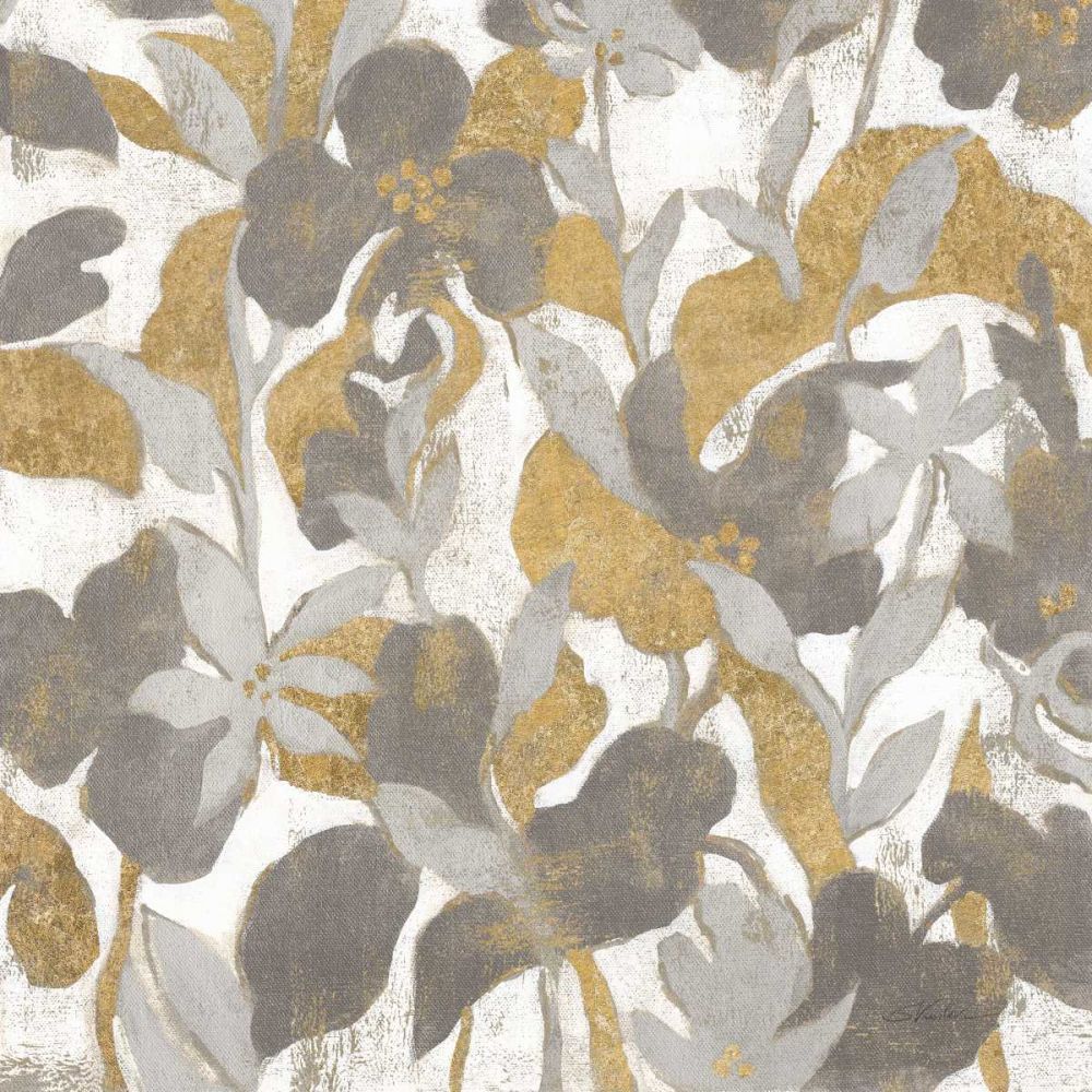Painted Tropical Screen II Gray Gold Crop art print by Silvia Vassileva for $57.95 CAD