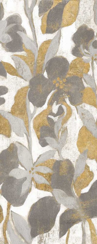 Painted Tropical Screen II Gray Gold Crop art print by Silvia Vassileva for $57.95 CAD