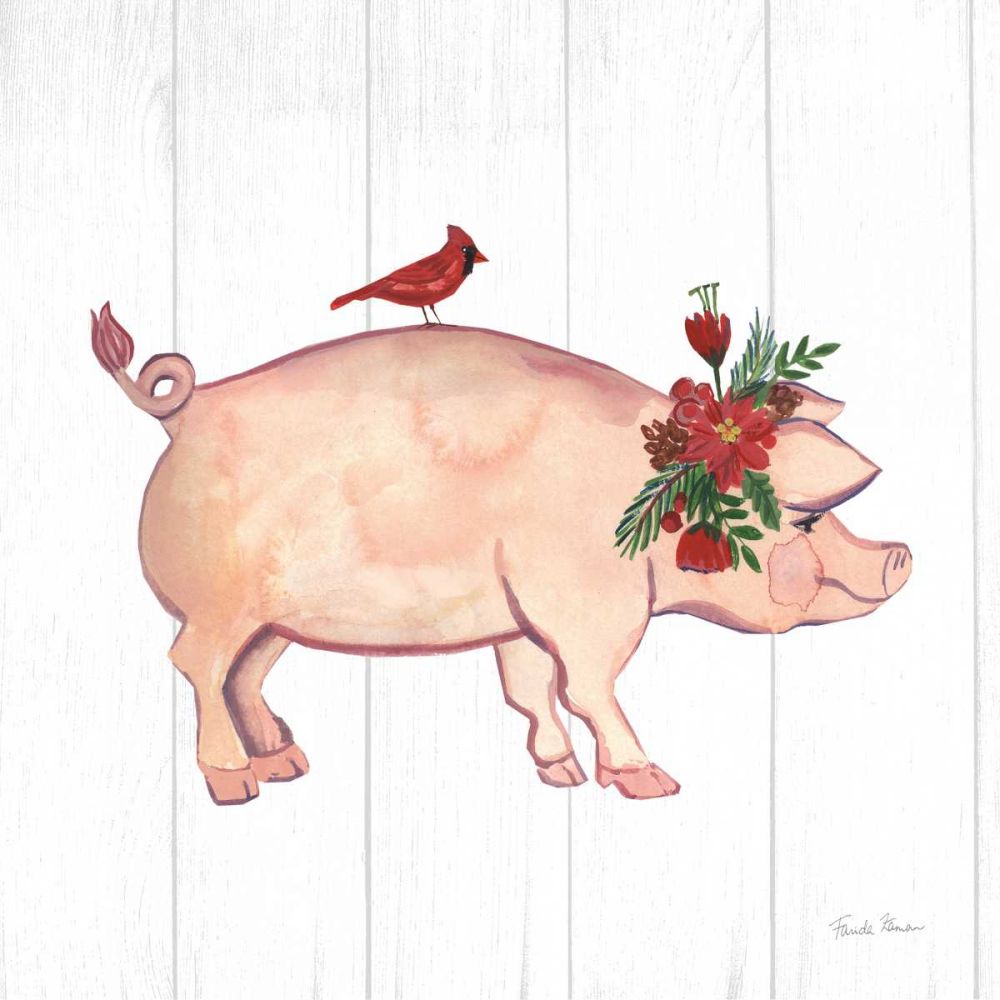 Holiday Farm Animals I art print by Farida Zaman for $57.95 CAD