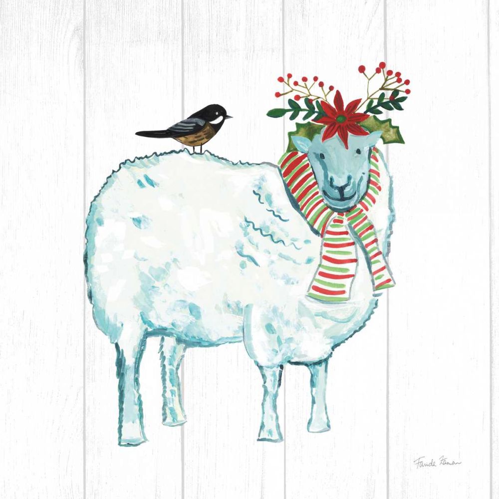 Holiday Farm Animals III art print by Farida Zaman for $57.95 CAD