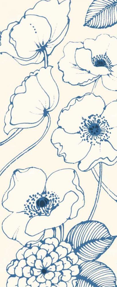 Pen and Ink Flowers on cream Panel III art print by Wild Apple Portfolio for $57.95 CAD