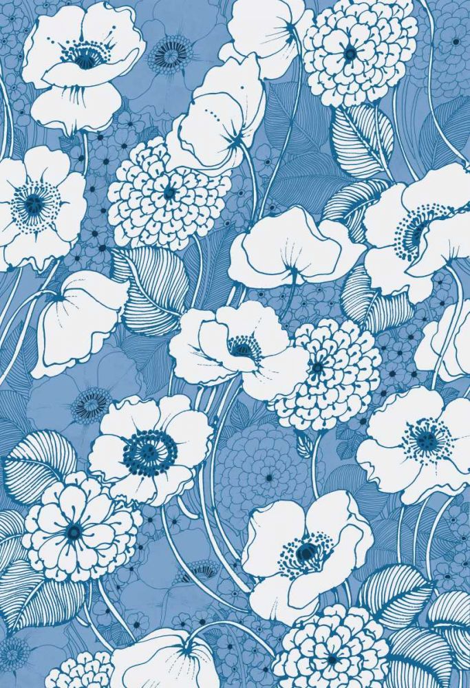 Pen and Ink Flowers on Blue art print by Wild Apple Portfolio for $57.95 CAD