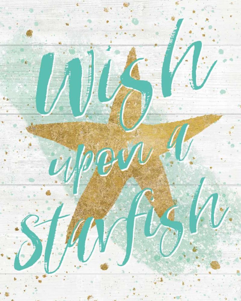 Silver Sea Life Aqua Starfish Shiplap art print by Wild Apple Portfolio for $57.95 CAD