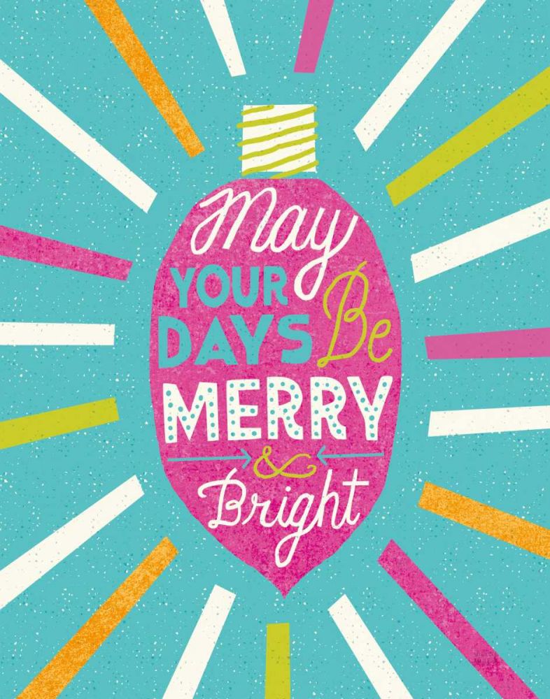 Festive Holiday Light Bulb Merry and Bright v2 art print by Michael Mullan for $57.95 CAD