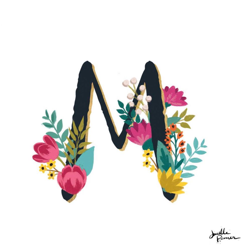 Romantic Luxe Monogram M Black art print by Janelle Penner for $57.95 CAD