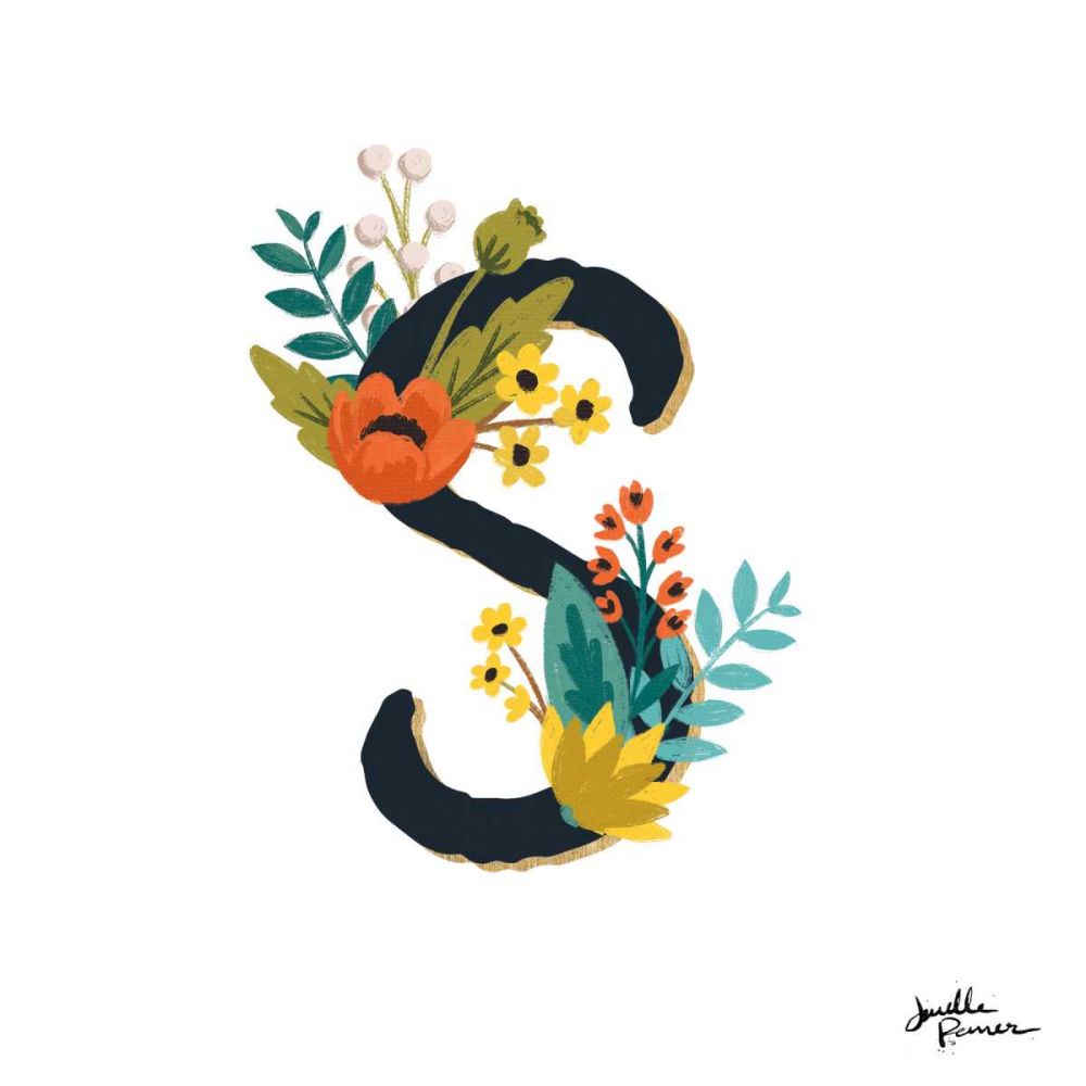 Romantic Luxe Monogram S Black art print by Janelle Penner for $57.95 CAD