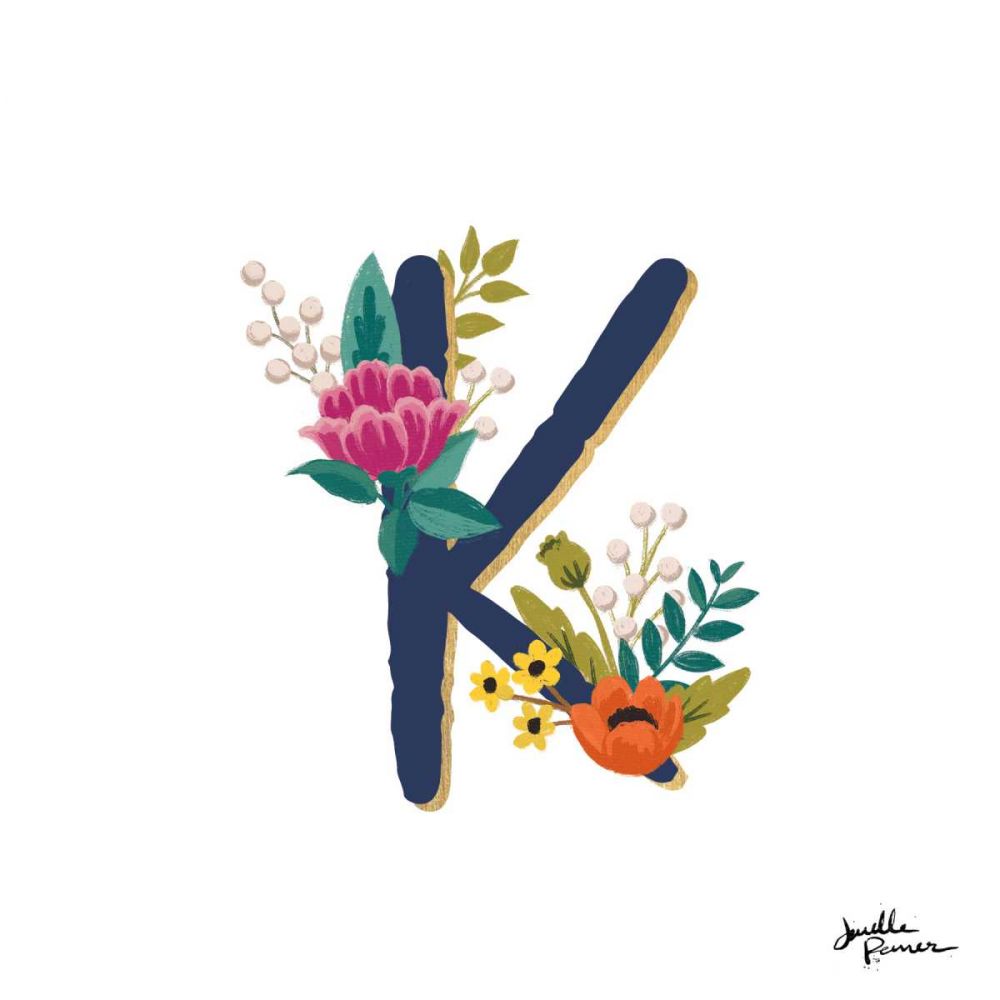 Romantic Luxe Monogram K Navy art print by Janelle Penner for $57.95 CAD