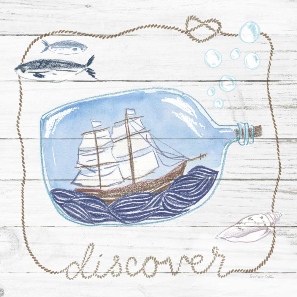 Ship in a Bottle Discover Shiplap art print by Sara Zieve Miller for $57.95 CAD