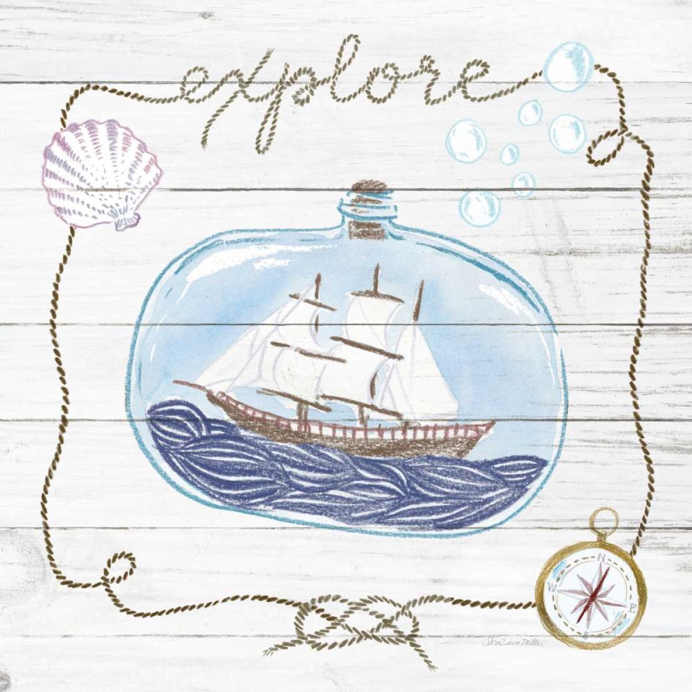 Ship in a Bottle Explore Shiplap art print by Sara Zieve Miller for $57.95 CAD