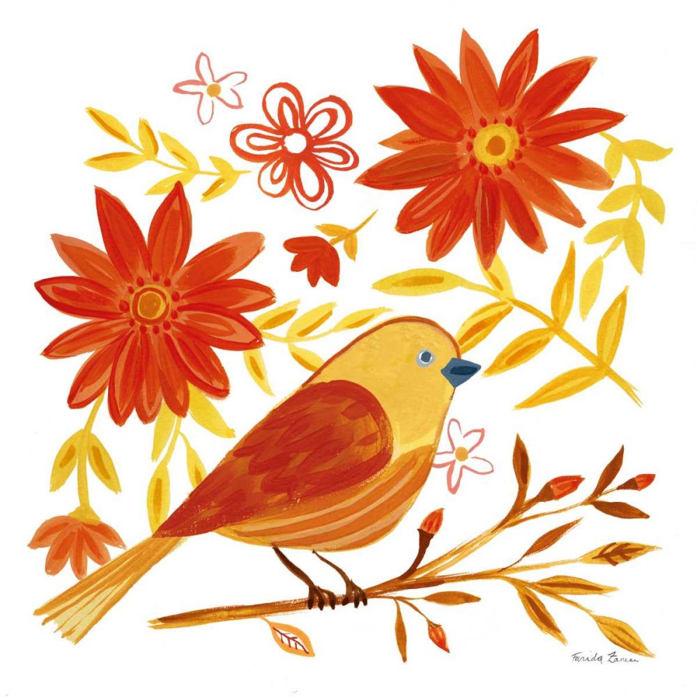 Orange Bird I art print by Farida Zaman for $57.95 CAD