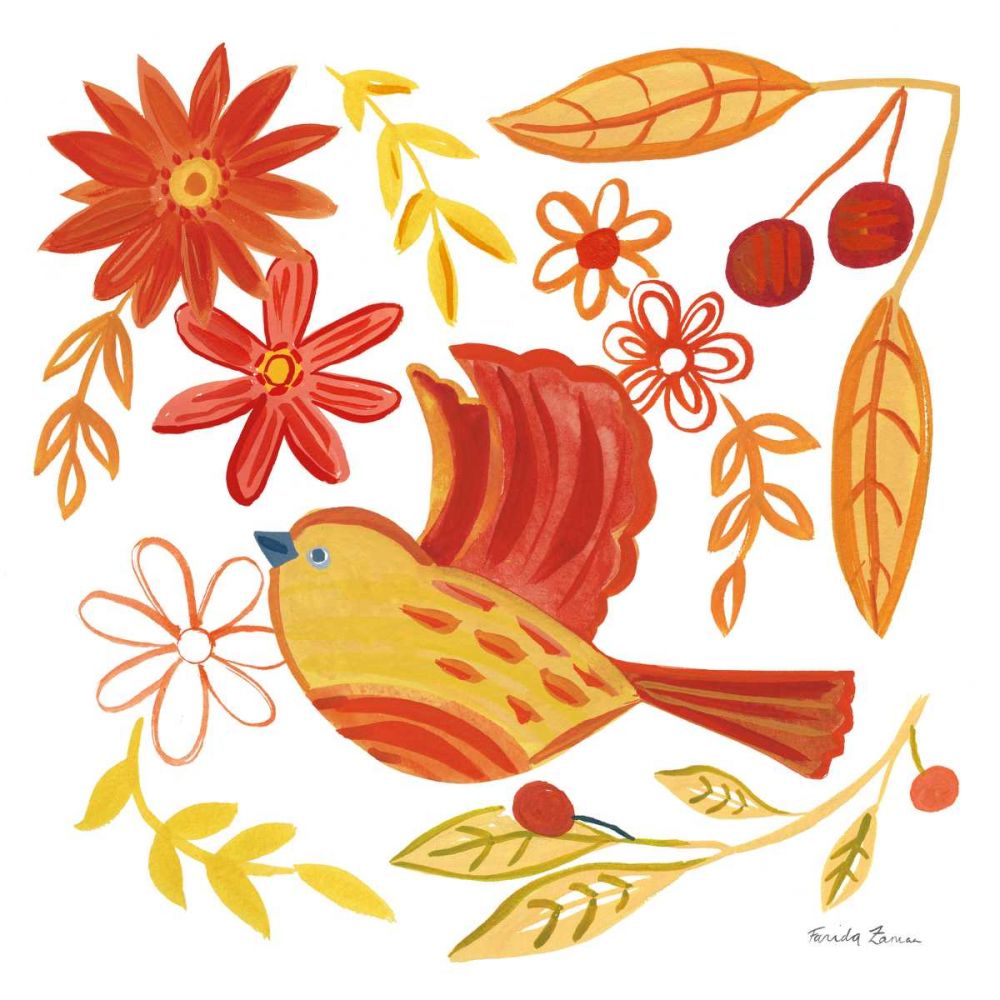 Orange Bird IV art print by Farida Zaman for $57.95 CAD