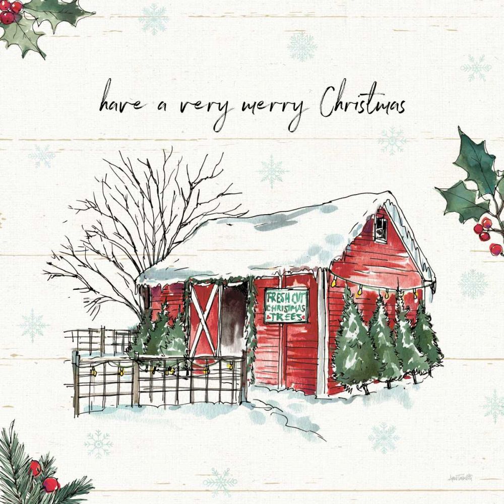 Holiday on the Farm IV Merry Christmas art print by Anne Tavoletti for $57.95 CAD