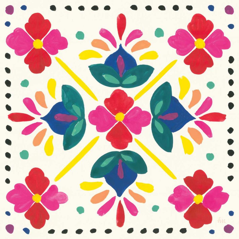 Floral Fiesta White Tile I art print by Laura Marshall for $57.95 CAD