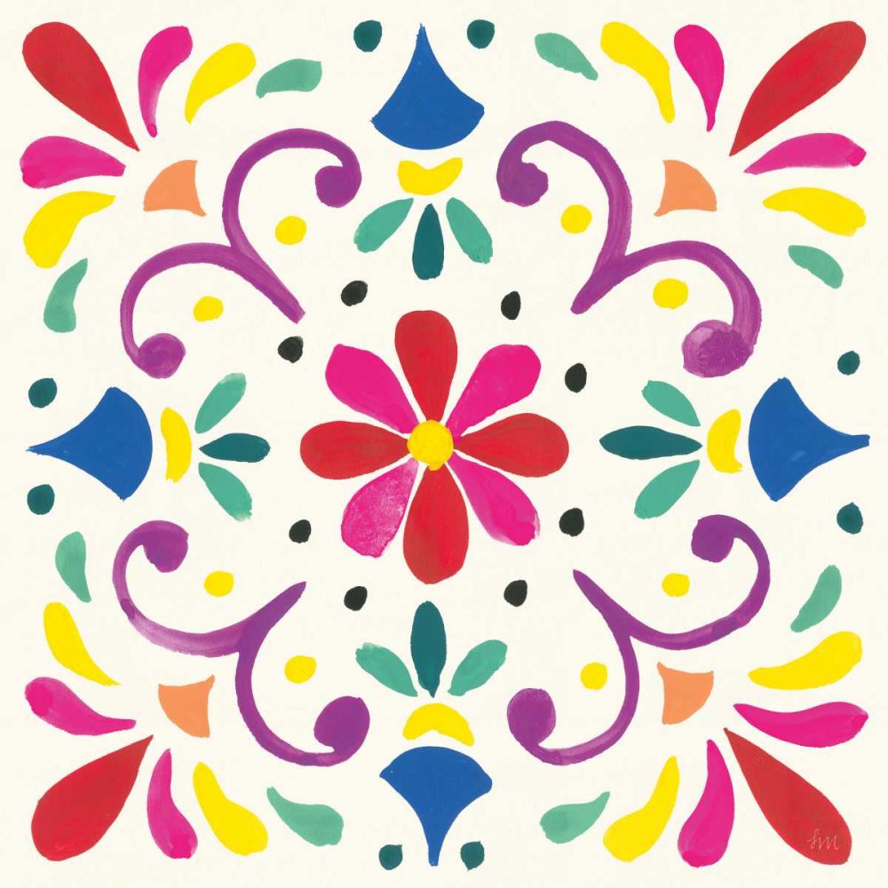 Floral Fiesta White Tile III art print by Laura Marshall for $57.95 CAD