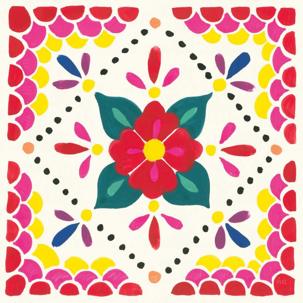 Floral Fiesta White Tile IV art print by Laura Marshall for $57.95 CAD
