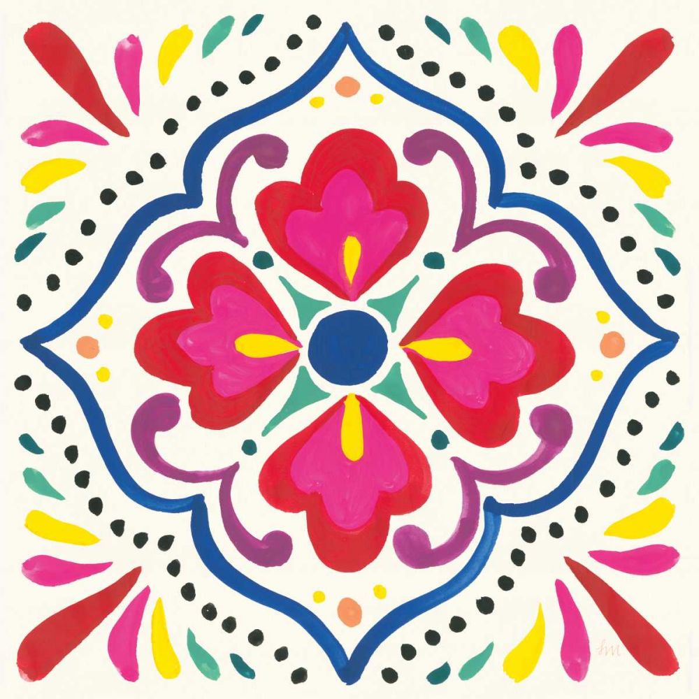 Floral Fiesta White Tile V art print by Laura Marshall for $57.95 CAD