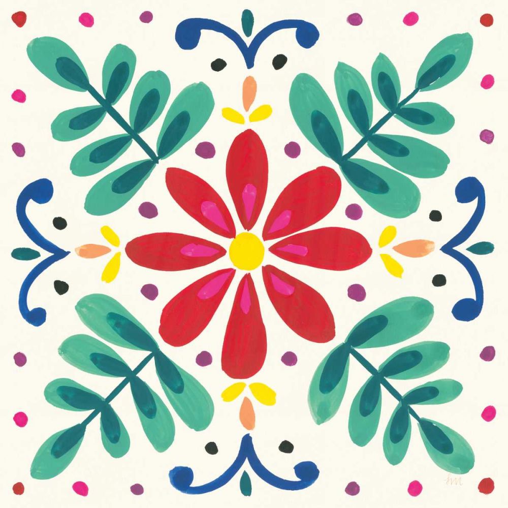 Floral Fiesta White Tile VI art print by Laura Marshall for $57.95 CAD