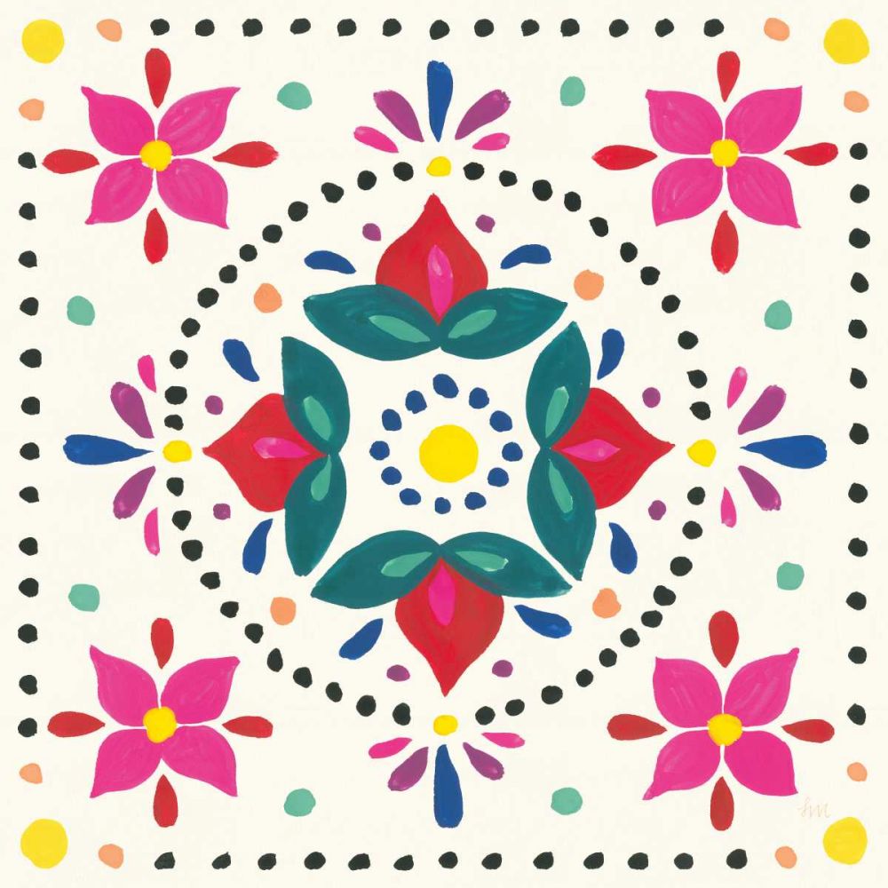 Floral Fiesta White Tile VIII art print by Laura Marshall for $57.95 CAD
