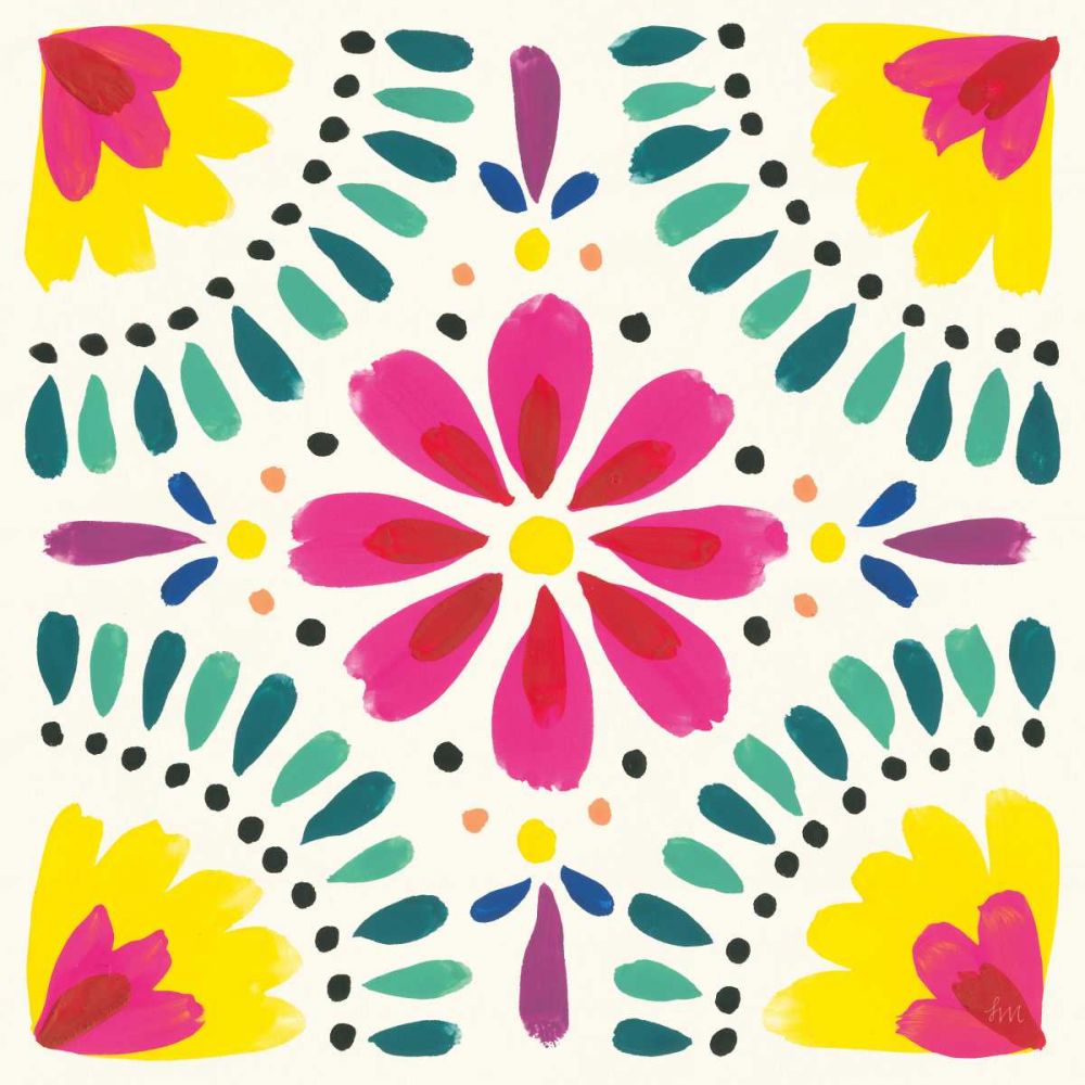 Floral Fiesta White Tile X art print by Laura Marshall for $57.95 CAD