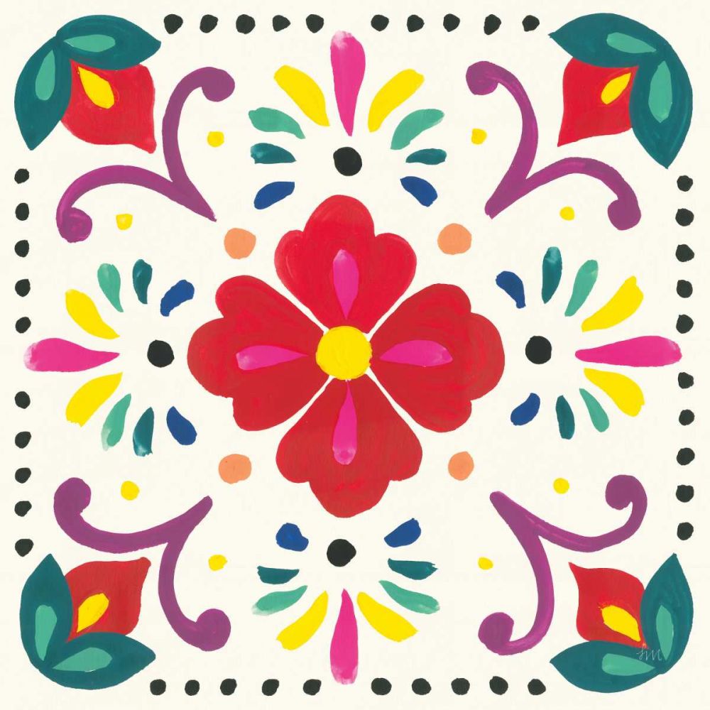 Floral Fiesta White Tile XII art print by Laura Marshall for $57.95 CAD