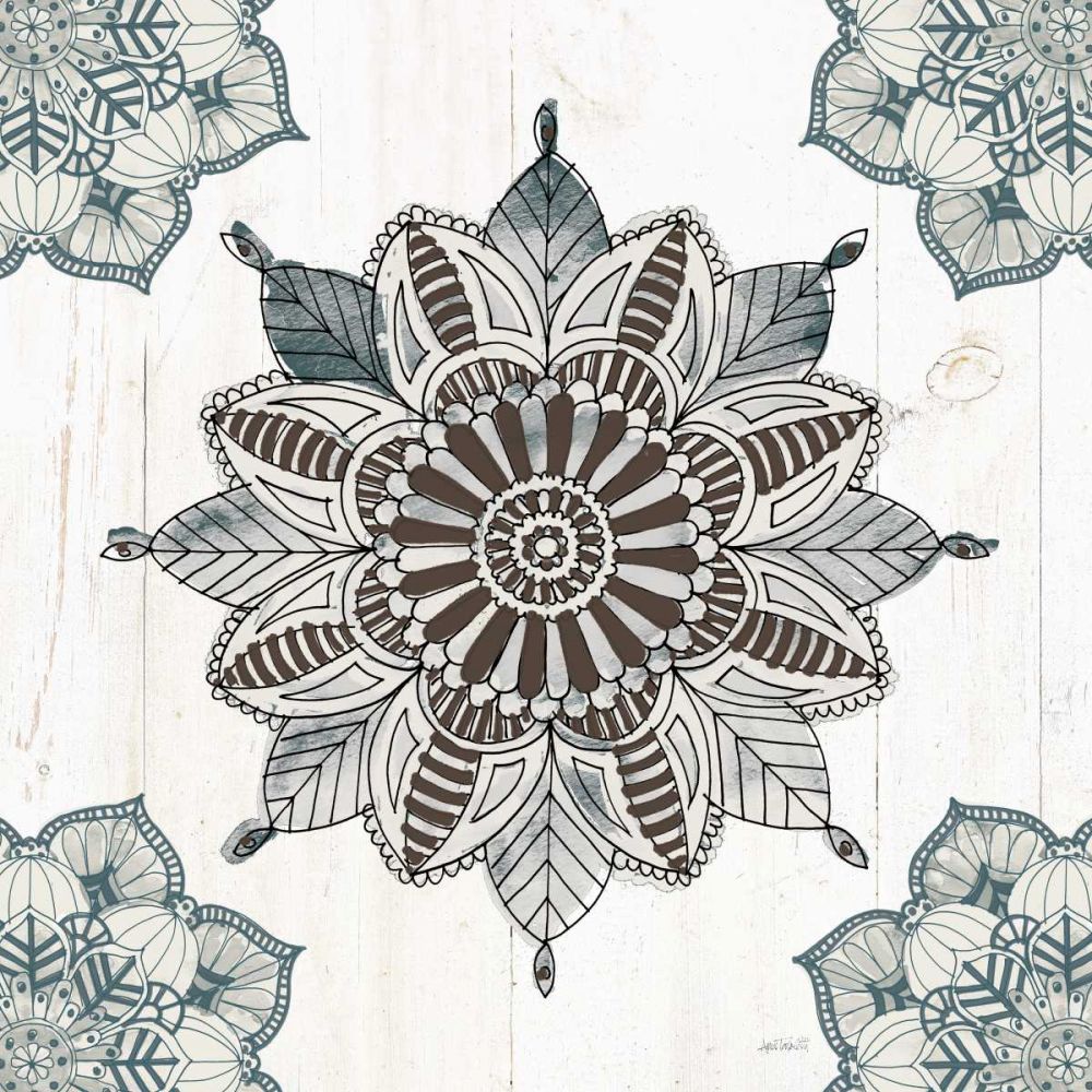 Mandala Morning VI Blue and Gray v2 art print by Anne Tavoletti for $57.95 CAD