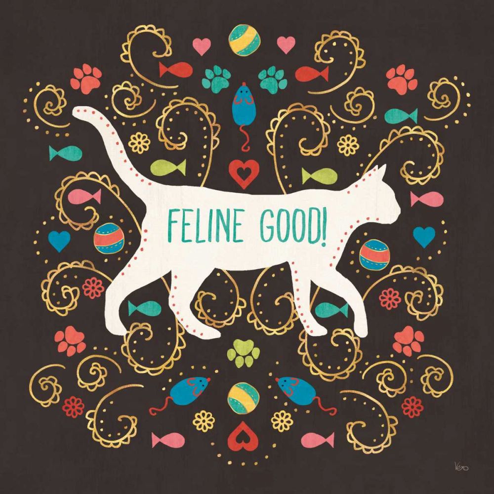 Otomi Cats II Dark art print by Veronique Charron for $57.95 CAD