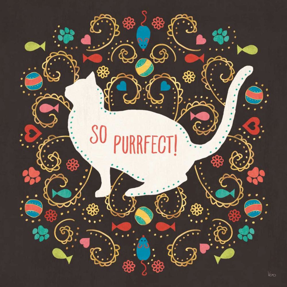 Otomi Cats III Dark art print by Veronique Charron for $57.95 CAD