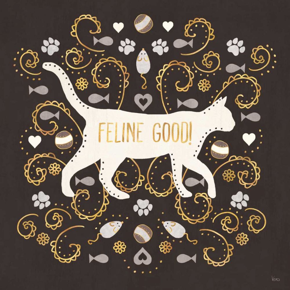Otomi Cats II Dark Neutral art print by Veronique Charron for $57.95 CAD