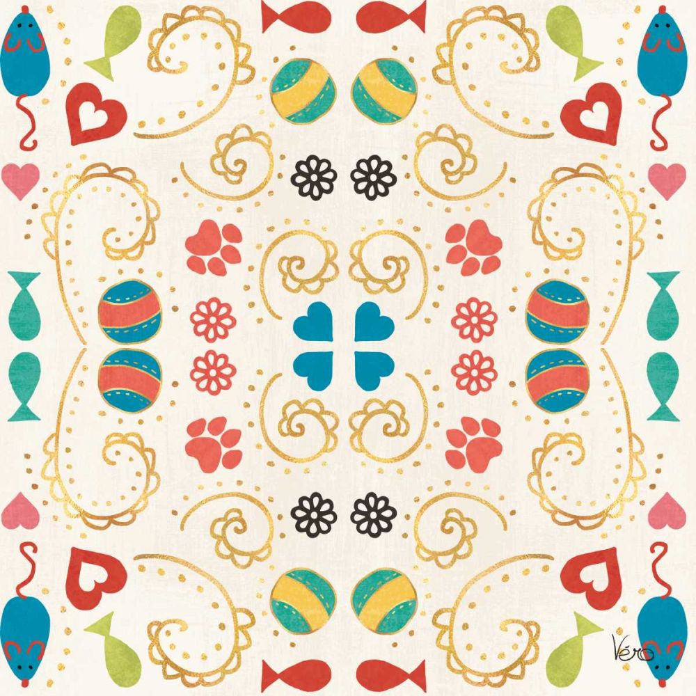 Otomi Cats Step 01A art print by Veronique Charron for $57.95 CAD