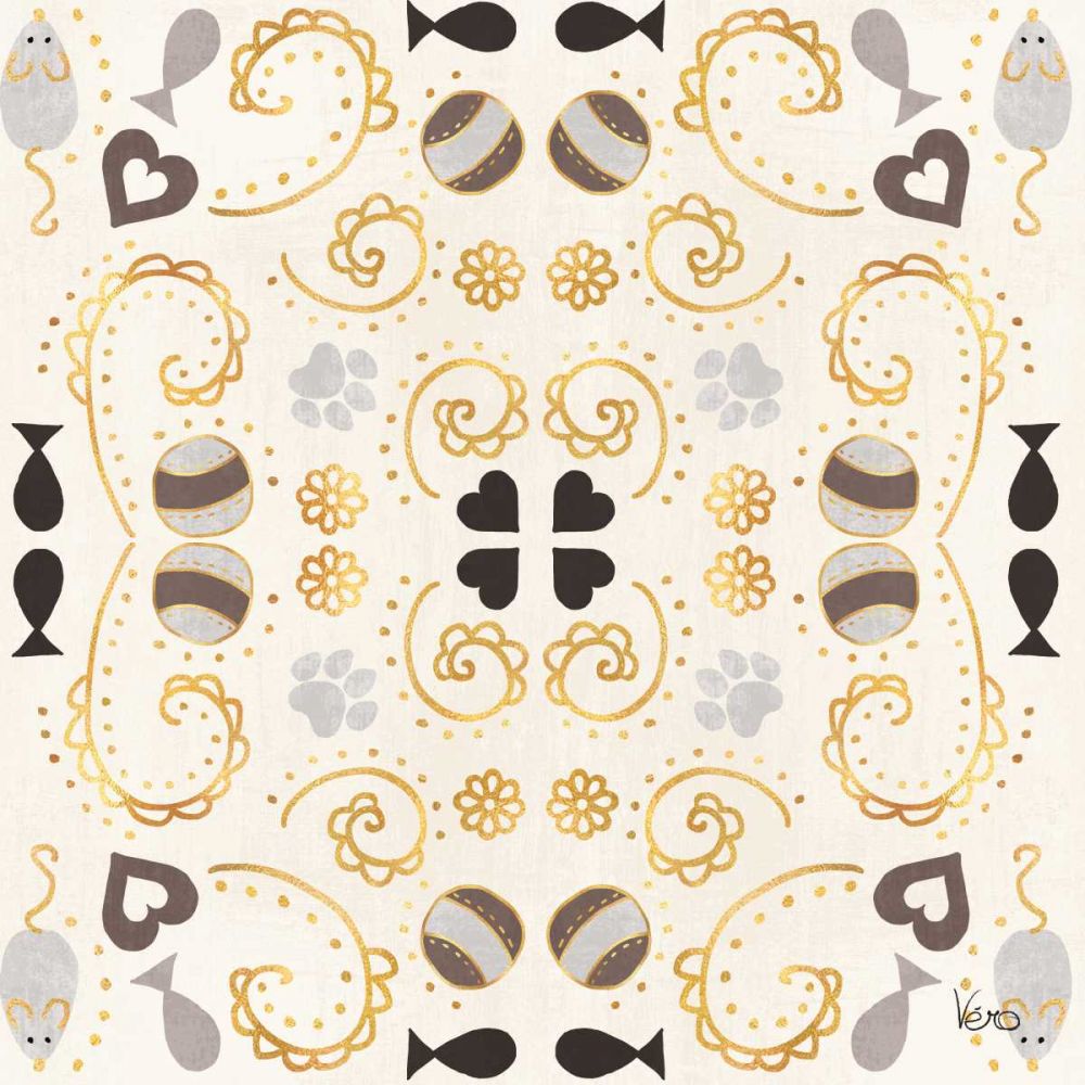 Otomi Cats Step 01A Neutral art print by Veronique Charron for $57.95 CAD